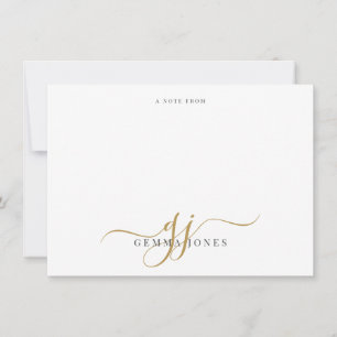 Monogram initialer i skrivstil Guld Svart Notis fr Anteckningskort