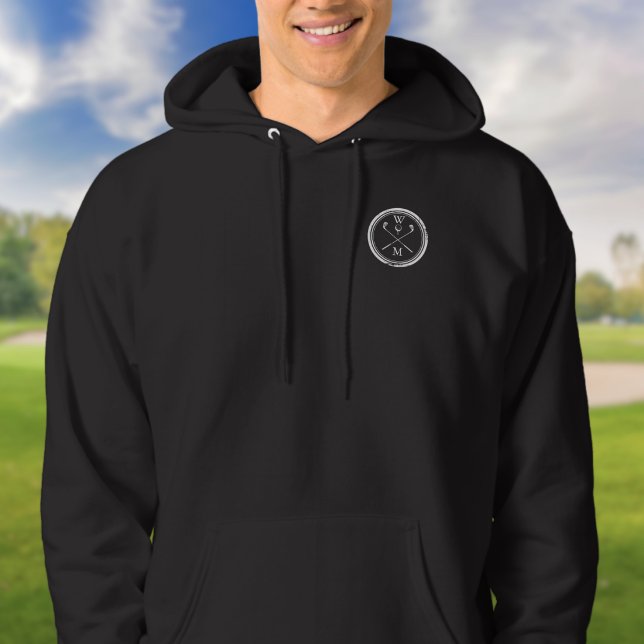 Monogram Initialer Klassiska Korslagda Golfklubbor Hoodie (Monogram Initials Classic Crossed Golf Clubs Hoodie)