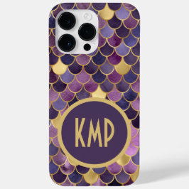 Monogram initialer lila guld fjäll på sjöjungfru