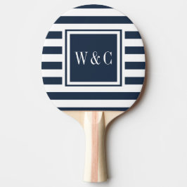 Monogram initialer marinblå vit rand pingisracket