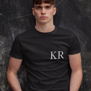 Monogram Initialer Modern Black Elegant T-Shirt