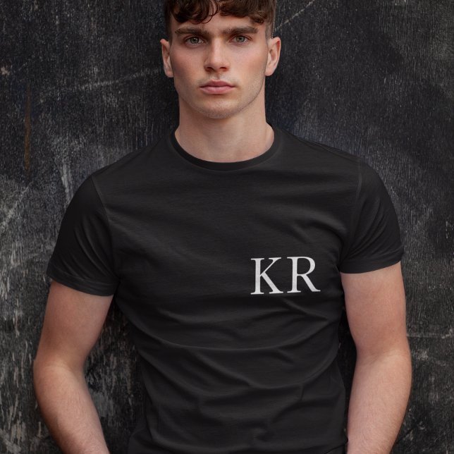 Monogram Initialer | Modern Black Elegant T-Shirt (Skapare uppladdad)