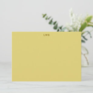 Monogram Initialer Modern Gul Brevpapper Anteckningskort