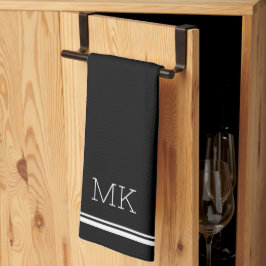 Monogram Initialer Modern Minimal Linjer Black Kökshandduk