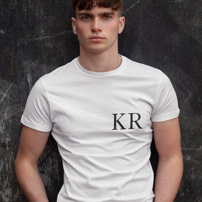 Monogram Initialer | Modern Snyggt Trendig T-Shirt (Skapare uppladdad)