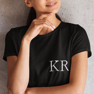 Monogram Initialer   Modern svart Elegant T Shirt