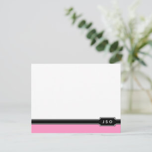 Monogram Initialer Modernt Band Rosa Svart Feminin Anteckningskort