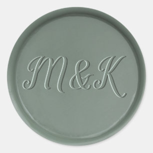 Monogram Initialer Mörk Sage Vax Förseglingsetiket Runt Klistermärke