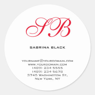 Monogram Initialer Namn Adress e-posttelefon Runt Klistermärke