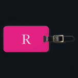 Monogram Initialer Namn Anpassningsbar White Shock Bagagebricka<br><div class="desc">Monogrammad ursprunglig och även personlig information som namn,  adress,  mobilt nummer och e-post som du kan redigera. Designad med tilltalande solid bakgrund i shock rosa med vita färg-texter kan du byta färger om du vill.</div>
