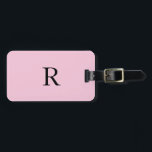 Monogram Initialer Namn Black Pastel Rosa Gift Cut Bagagebricka<br><div class="desc">Monogrammad ursprunglig och även personlig information som namn,  adress,  mobilt nummer och e-post som du kan redigera. Designad med solid bakgrund för rosa av pastellerna med svarta färg-texter kan du ändra båda färger om du vill.</div>