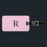 Monogram Initialer Namn Black Pastel Rosa Gift Cut Bagagebricka<br><div class="desc">Monogrammad ursprunglig och även personlig information som namn,  adress,  mobilt nummer och e-post som du kan redigera. Designad med solid bakgrund för rosa av pastellerna med svarta färg-texter kan du ändra båda färger om du vill.</div>