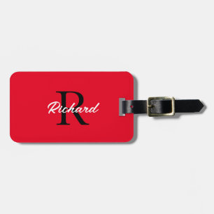 Monogram Initialer Namn jul, Helgdag Red White Bagagebricka