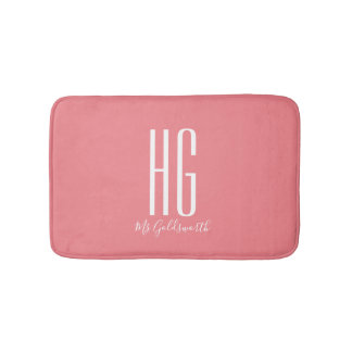 Monogram Initialer Namn Korall Lax Rosa Modern Badrumsmatta