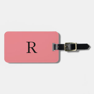 Monogram Initialer Namn-mall Black Salmon Rosa Bagagebricka