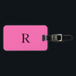 Monogram Initialer Namn-mall, Shock rosa svart Bagagebricka<br><div class="desc">Monogrammade inledande och även personliga detaljer som namn,  adress,  mobilare nummer och e-post som du kan redigera. Designad med tilltalande bakgrund i shock rosa med svart färg kan du ändra båda färgerna om du vill.</div>