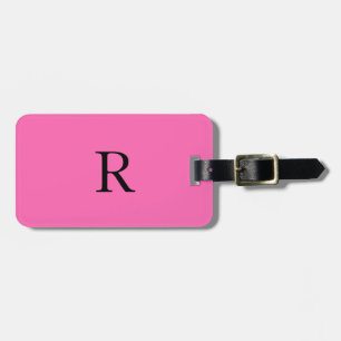 Monogram Initialer Namn-mall, Shock rosa svart Bagagebricka