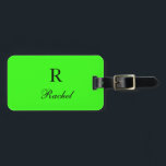 Monogram Initialer Namn-mallar Neon Grönt Modern Bagagebricka<br><div class="desc">Monogrammade inledande och även personliga detaljer som namn,  adress,  mobilare nummer och e-post som du kan redigera. Designad med tilltalande,  solid bakgrund från grönt färg kan du ändra färg om du vill. Coolans resepresentidé för honom eller henne.</div>