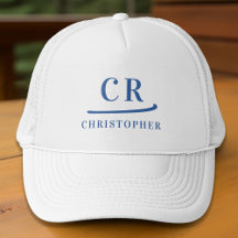 Monogram Initialer Namn Minimalistisk Blå & Vit