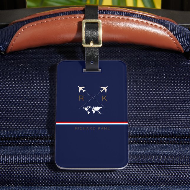 Monogram (initialer + namn) / monogrammade resor bagagebricka (Framsida Insitu 2)