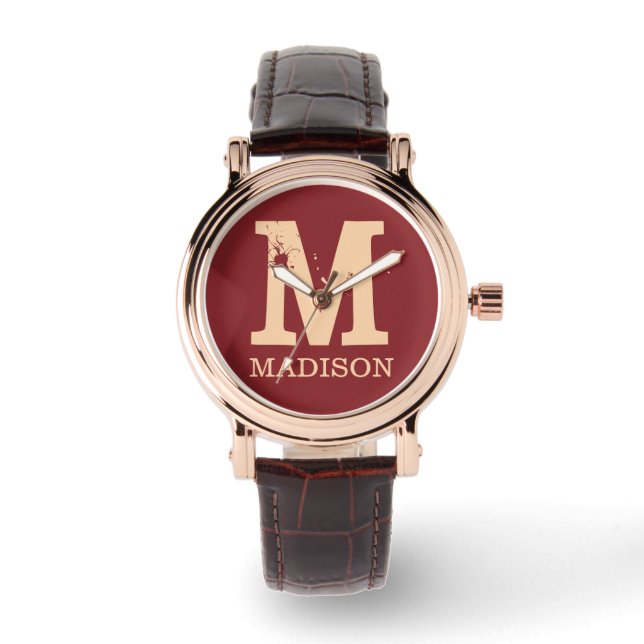 Monogram initialer namn personlig armbandsur (Framsida)