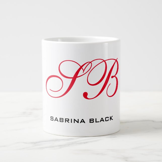 Monogram Initialer Namn Plain Modern Minimalist Jumbo Mugg (Framsidan)