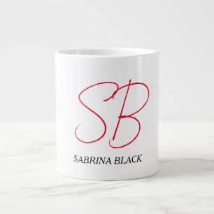 Monogram Initialer Namn Plain Modern Minimalist Jumbo Mugg