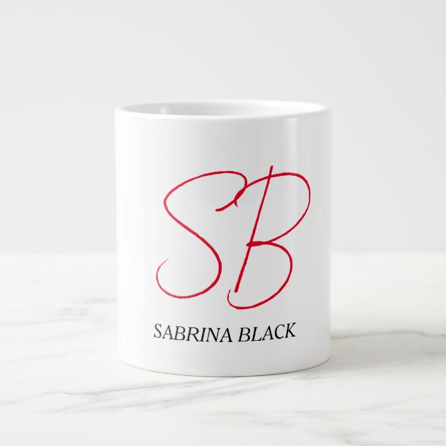 Monogram Initialer Namn Plain Modern Minimalist Jumbo Mugg (Framsidan)