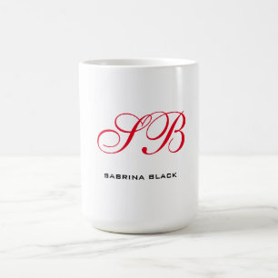 Monogram Initialer Namn Plain Modern Minimalist Kaffemugg