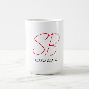 Monogram Initialer Namn Plain Modern Minimalist Kaffemugg