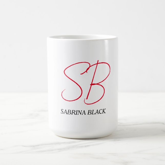 Monogram Initialer Namn Plain Modern Minimalist Kaffemugg (Center)