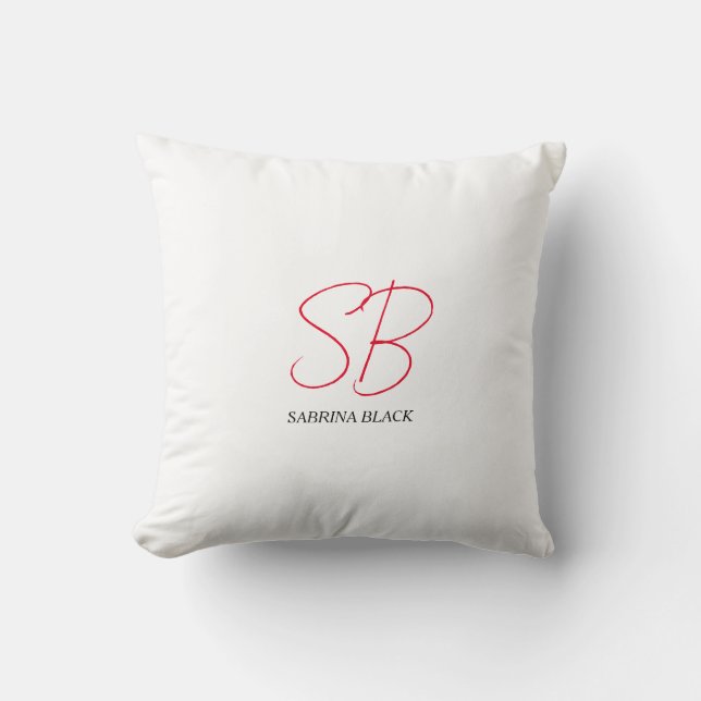 Monogram Initialer Namn Plain Modern Minimalist Kudde (Framsida)