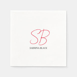 Monogram Initialer Namn Plain Modern Minimalist Pappersservett