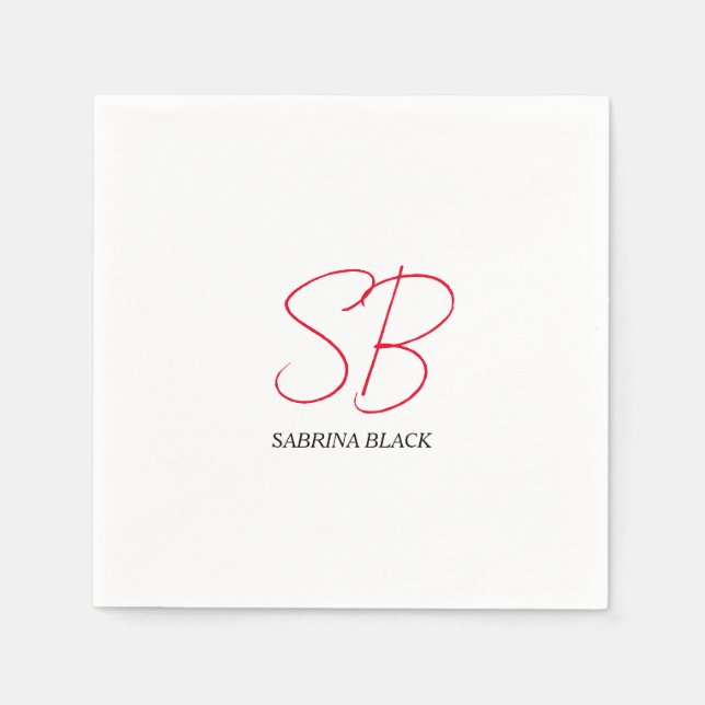 Monogram Initialer Namn Plain Modern Minimalist Pappersservett (Framsidan)