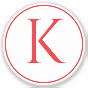 Monogram initialer namn röd fet bokstav alfabet klistermärken