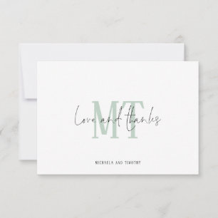Monogram Initialer Namn Sage Bröllop Tack Anteckningskort