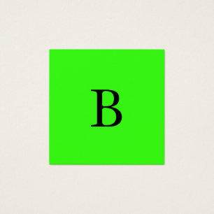 Monogram Initialer Neon Grönt Ljusfärgad Coola Fyrkantigt Visitkort