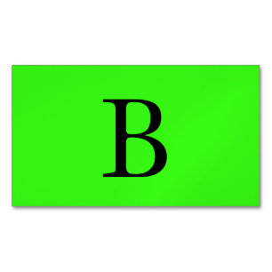 Monogram Initialer Neon Grönt Ljusfärgad Coola Magnetiska Visitkort