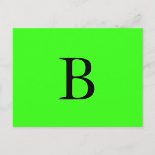 Monogram Initialer Neon Grönt Ljusfärgad Coola Vykort