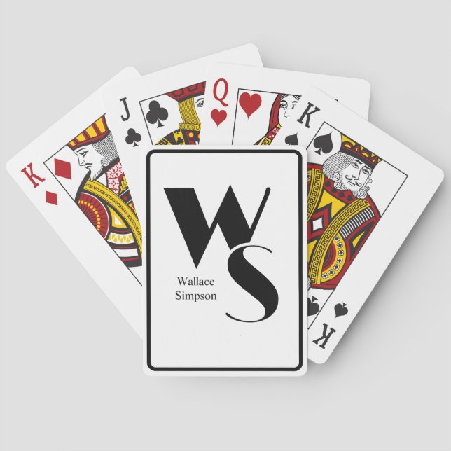 Monogram Initialer och Namn Svart & Vitt Kortlek (Baksidan)