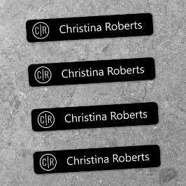 Monogram initialer och svarta texturkläder klistermärke