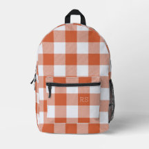 Monogram Initialer Orange Gingham Buffalo Check