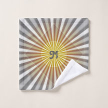 Monogram Initialer på Starburst Rand Grått Gult
