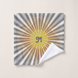 Monogram Initialer på Starburst Rand Grått Gult