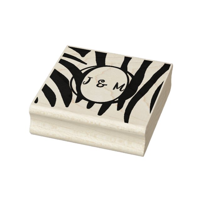 Monogram Initialer på Zebra tryck Frimärke Stämpel (Stämpel)