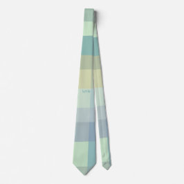 Monogram Initialer Pastel Retro Rand Teal Grönt Slips