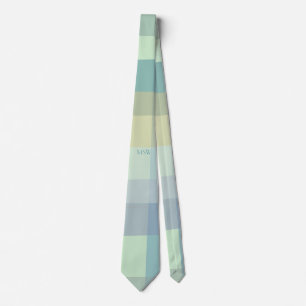Monogram Initialer Pastel Retro Rand Teal Grönt Slips