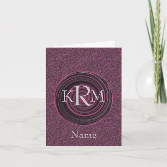 Monogram Initialer Personliga Plommonvirvlar Anteckningskort (Framsida)