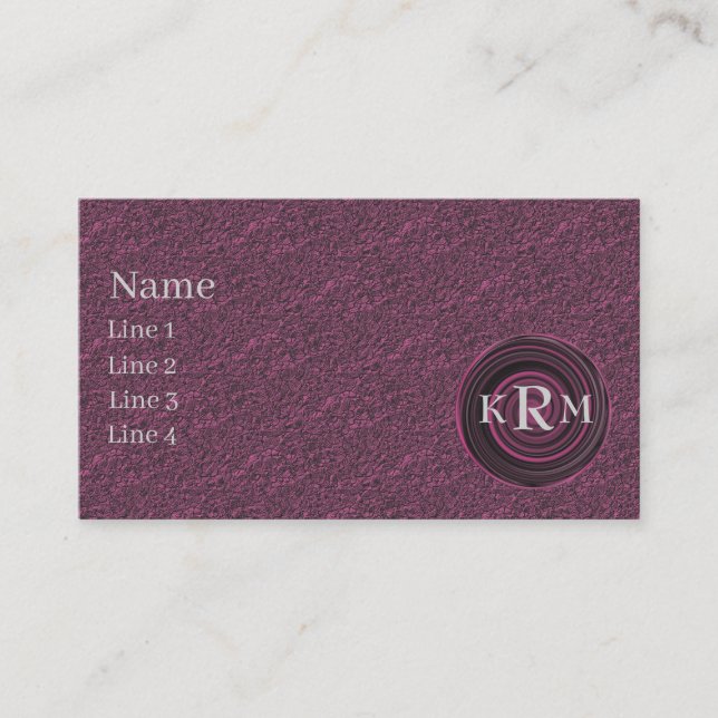 Monogram initialer plommon virvlar design  visitkort (Framsida)