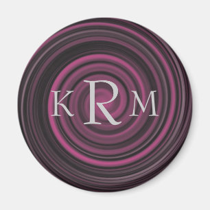 Monogram Initialer Plommon Virvlar Personlig Magnet